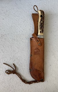 VINTAGE Puma White Hunter Knife 6377 w Sheath
