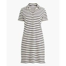 J. Crew 100% cotton striped knit collared mini dress Black/White Large NWT