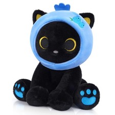 8-Inch Black Cat Plush Toy - Cute Stuffed Animal for Kids Birthday Gift