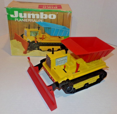 VINTAGE 1:25 B/O GERMANY PIKO SPIELWAREN JUMBO DOZER DUMP TRACTOR W/ BOX