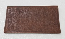 Vintage Brown Pebbled Leather Checkbook Cover Long Wallet Slim Bifold
