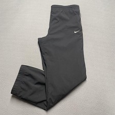 VTG Nike Team Track Pants Youth Large 14-16 Black Zip Athletic Polyester y2k