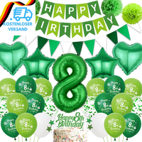 Deko 8. Geburtstag Junge GrüN - Happy Birthday Banner Girlande Wimpel Tortendeko
