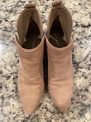 Gianni Bini Booties Women s Size 8 Caffery Tan Suede Leather Block Heel Boots
