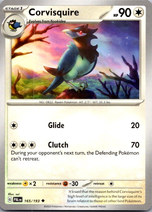 Corvisquire 165/193 Uncommon Paldea Evolved Pokemon Near Mint