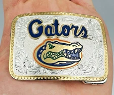 Vintage Montana Silversmiths Belt Buckle Gators Silver Plate, Country Style