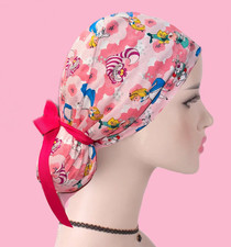 Alice in Wonderland ponytail scrub cap, Cheshire scrub cap