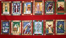 VINTAGE 12 DAYS  OF CHRISTMAS PANEL BY CAROL ENDRES - 100% COTTON FABRIC