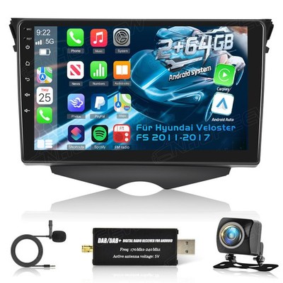 DAB+ 2+64GB CarPlay Android 15 AutoRadio Für Hyundai Veloster FS 2011-2017 Navi