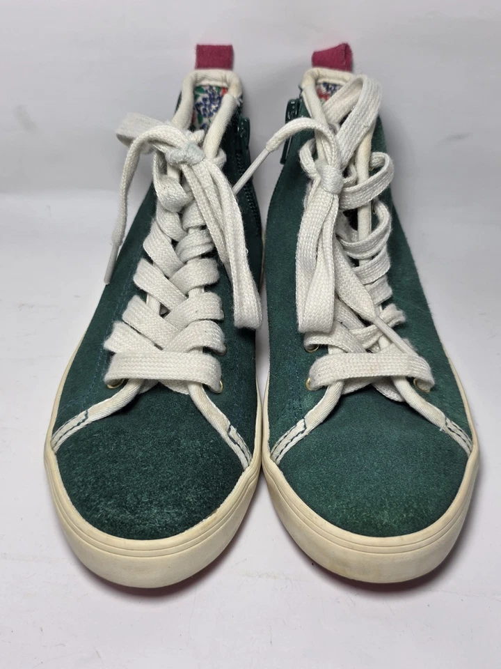Mini Boden Green/Pink Suede High-Top Side Zip Shoes Sneakers Sz 29 (US 11.5) - Image 2 of 4