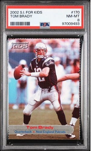 Tom Brady RARE 2002 Sports Illustrated Kids Card (1st SI card) RC PSA 8
