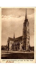 1947 Lodz Poland Postcard-Cathedral Basilica-Family s Catholic Devotion Message
