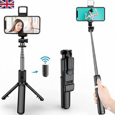 Monopod Selfie Stick with Remote - Bluetooth Tripod & Fill Light for All Phones