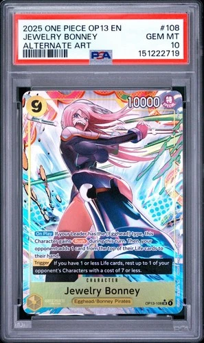 One Piece En Jewelry Bonney Alternate Art OP13-108 PSA 10 Gem Mint