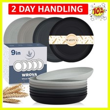 Elegant 9-Inch Wheat Straw Dinnerware - Set of 8, Unbreakable & Eco-Friendly