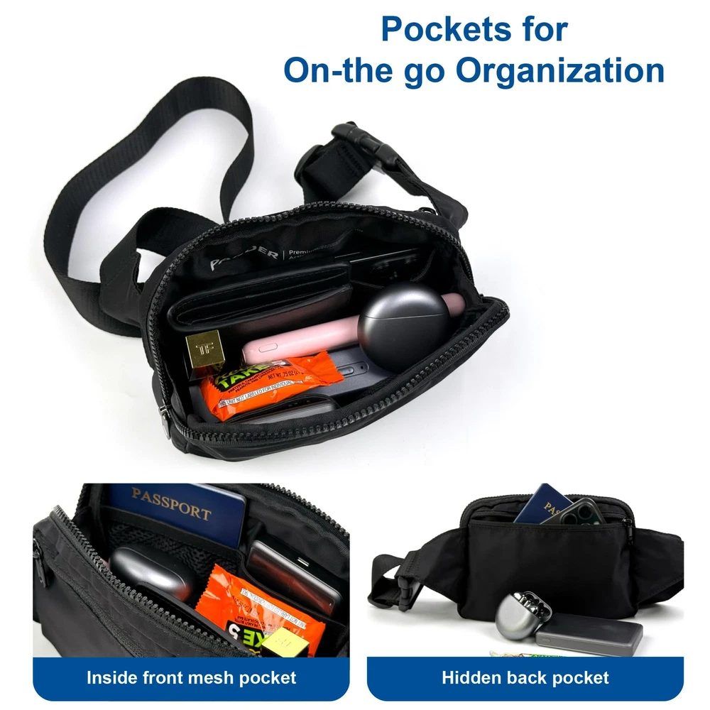 Waterproof 2L Belt Bag for Women & Men - Large Fanny Pack Purse Everywhere