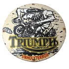 Vintage Triumph Rat Fink Unholy Terror Porcelain Sign - Monster Bike Sign