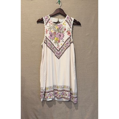 Skylar & Jade Juniors XL Cream Floral Border Print Sleeveless Dress Boho