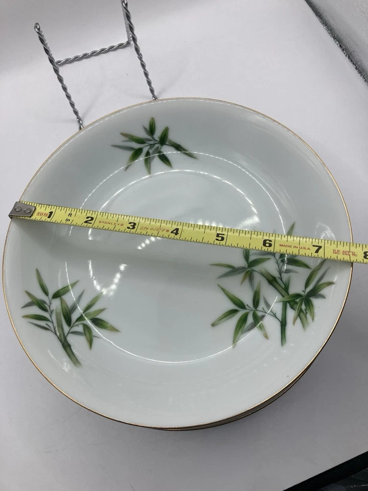 4) Ensaladeras/sopa china Aichi AIC25 bambú blanco borde dorado 7,5" diámetro Japón Foto 4 de 4