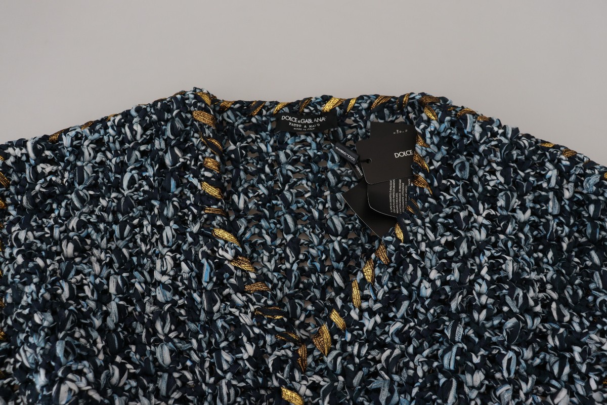 DOLCE & GABBANA Sweater Fatto A Mano Blue Button Cardigan