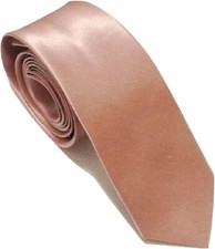 Image of Mens Slim Skinny Solid Plain Satin Silky Tie Necktie Wedding event part fancy