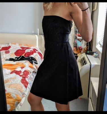 Theory Strapless Little Black Dress LBD Cocktail Wedding Party | eBay