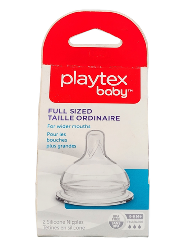 Playtex Baby 2 Silicone Nipples Full Sized Wider Mouths 3-6 Months Fast Flow - 第 1/4 張圖片