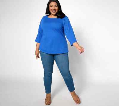 Denim & Co. Essentials True Cotton Jersey Boat Neck Top A633194 100% Cotton New