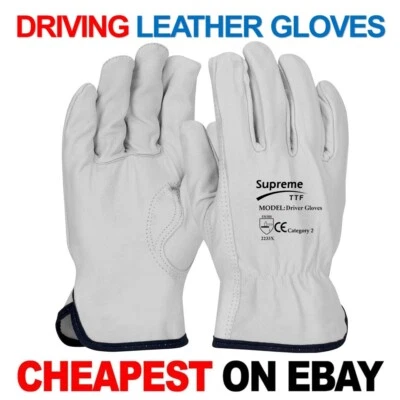 10 x White Leather Gardening Gloves Thorn Proof Garden Work Driver Safety Glove