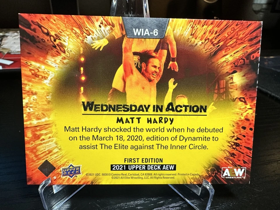 MATT HARDY 2021 AEW UPPER DECK WEDNESDAY IN ACTION FIRST EDITION - Image 2 of 2