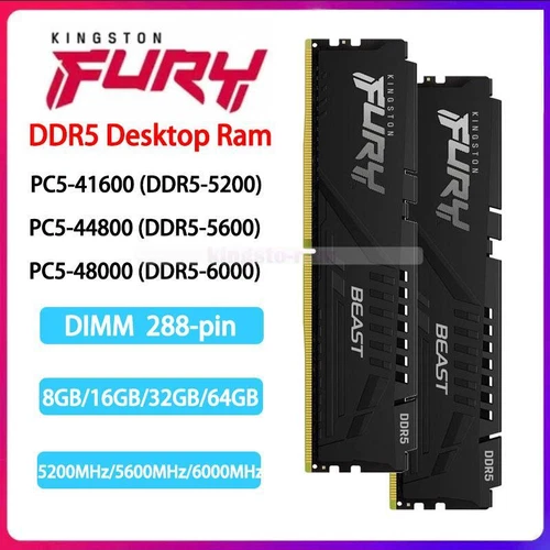 Fury Beast 8GB/16GB/32/64GB DDR5 5200 5600 6000 MHz Desktop DIMM Speicher 288Pin
