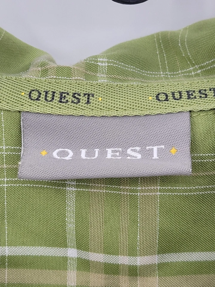 Quest Outdoor Shirt Mens XL Green Plaid Short Sleeve Performance Button Up - Image 3 of 4