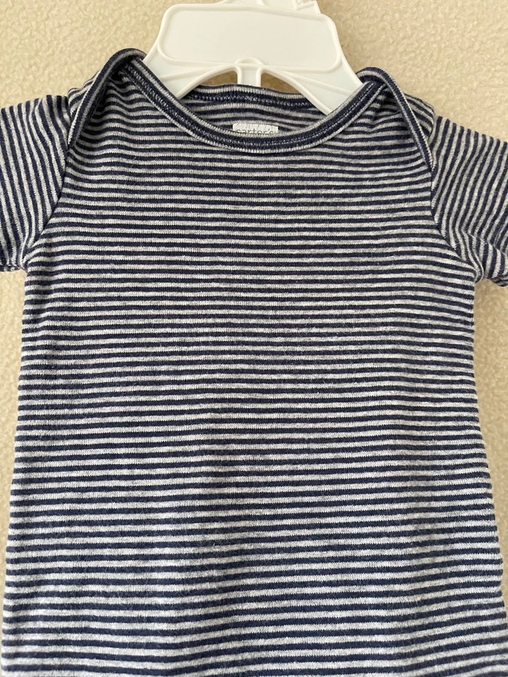 Traje infantil Carter's - Pantalones cortos individuales y verdes a rayas grises/azules para animales de safari Foto 3 de 4