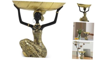 African Statues and Sculptures for Home Decor, Tribal Art Figurines for Gold-a