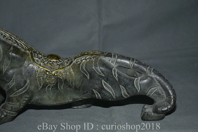 14" Antigua China Bronce Fengshui 12 Zodiaco Año Animal Tigre Riqueza Estatua Foto 3 de 4