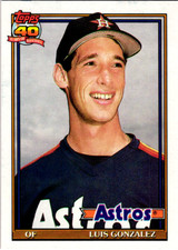 1991 Topps Traded Luis Gonzalez 48T Rookie Baseball Card RC Houston Astros. rookie card picture