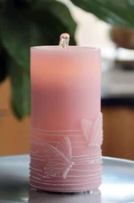 Pink Wax With Butterfly Design Aquaflame Fountain Candle - Remote Control Includ