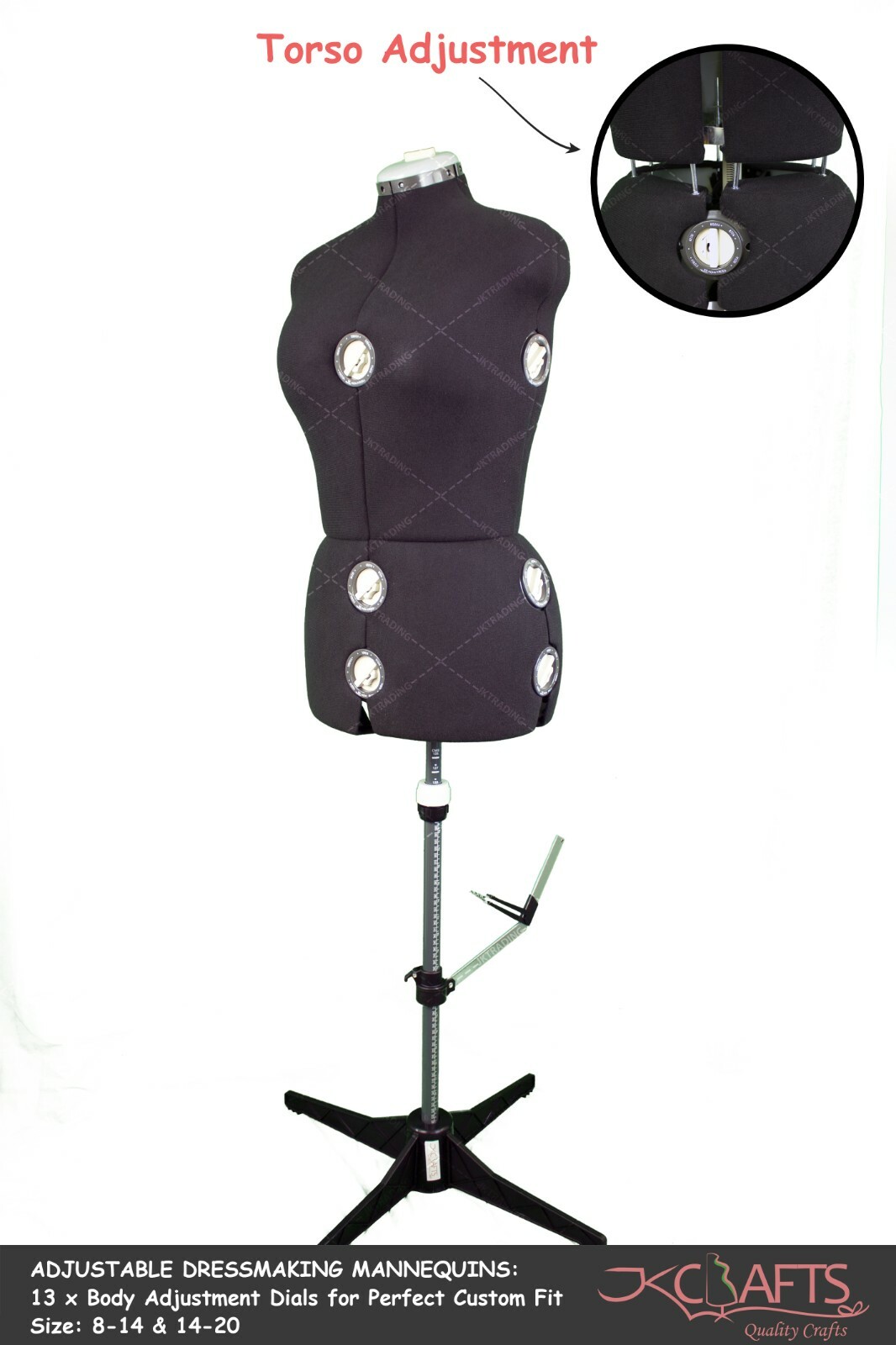 JKCraft Size 8-14/14-20 Adjustable Dressmakers Mannequin Dressmaking ...