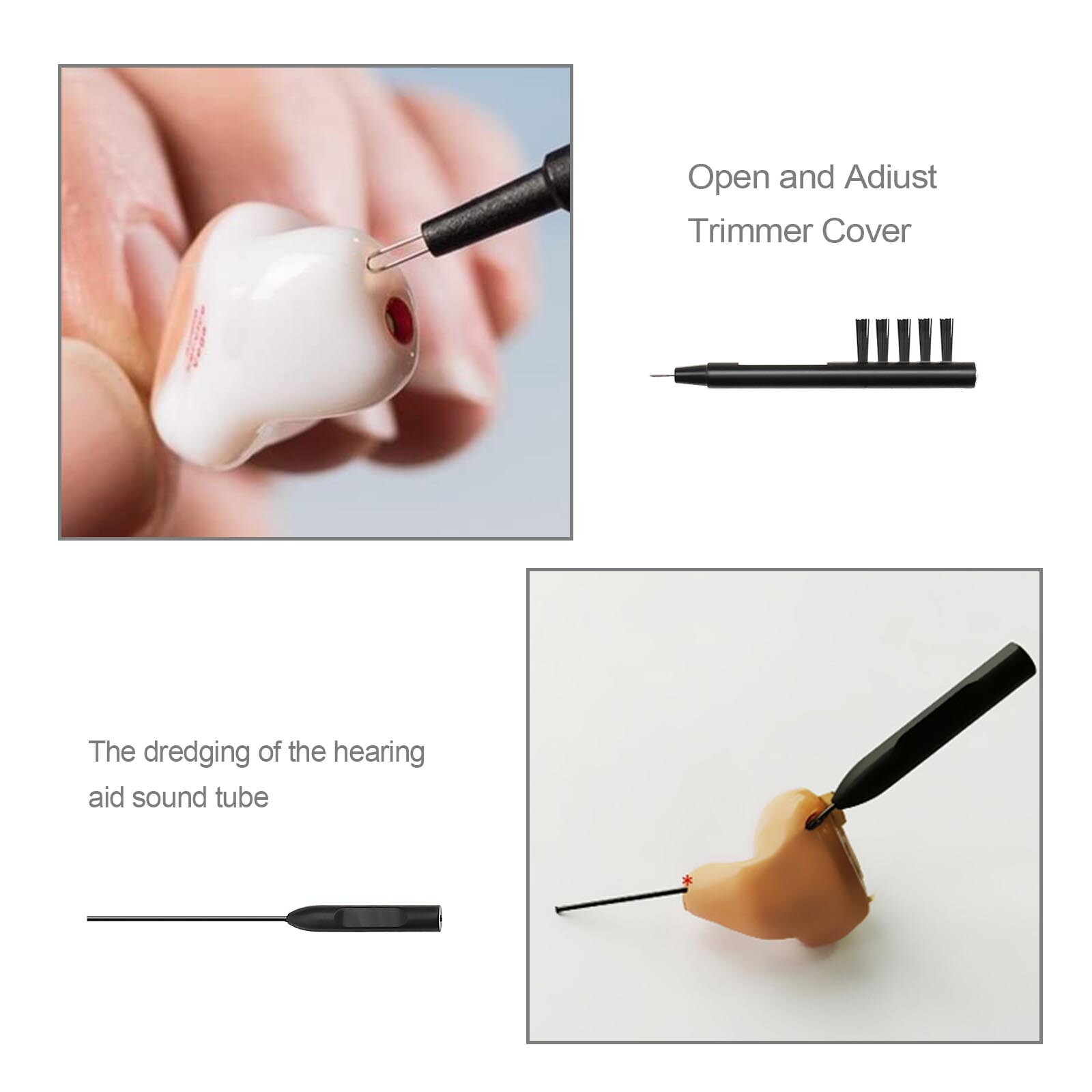 6x Earpiece Earmold Vent Cleaner & 6x Hearing Aid Brushes with