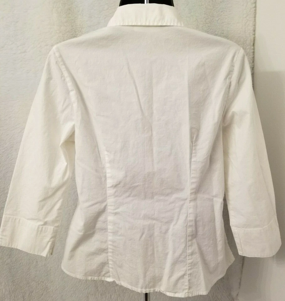 Croft & Barrow Womens Shirt Top Blouse Size PM Medium Petite White  - Image 4 of 4