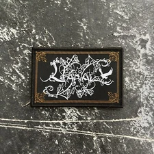 UARAL FOLK BLACK METAL WOVEN LOGO PATCH BLACK BORDER
