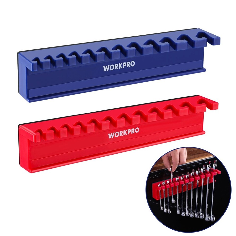 Wrench Rack Support WORKPRO 2PC Magnetic Wrench Organizer Wrench Rack Tool Tray 24Slot ...