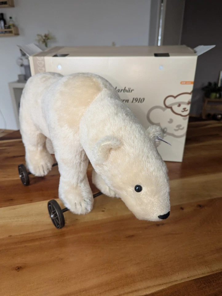 Steiff 400544 Polarbär auf Rädern lim. 1000 2006 Mohair 43 cm MIT ZERTIKAT & OVP - Bild 2 von 4