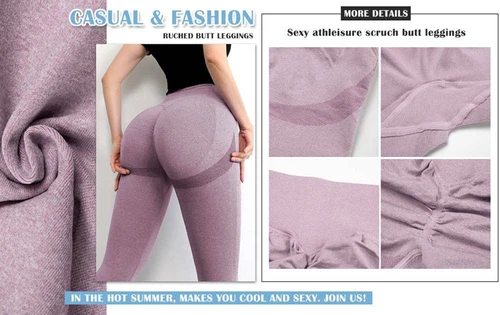 Hochtaillierte Damen-Yogahose Anti-Cellulite zerknitterte Butt-Leggings Push Up FITNESSSTUDIO - Bild 5 von 42