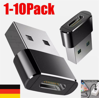 1/5/10X USB-C-Typ-C-Buchse auf USB-A-Schnellladegerät-Adapterstecker-Konverter