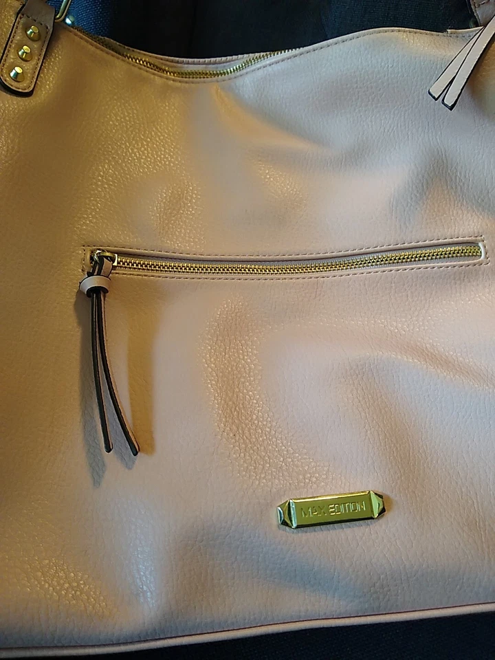 Max Edition Large Tote Purse Pale Blush Pink Zip Studded  — 第 2/4 张图片