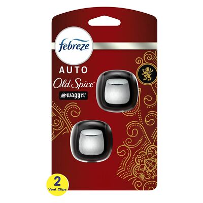 Febreze Vent Clip Car Air Freshener, Old Spice Swagger Scent, 2 CLIPS
