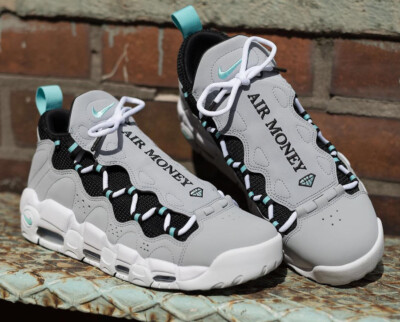 Nike Air More Money AJ2998 003 Wolf Grey/ Island Green Men's Nike Air More Money AJ2998 003 Wolf Grey/ Island Green Men's