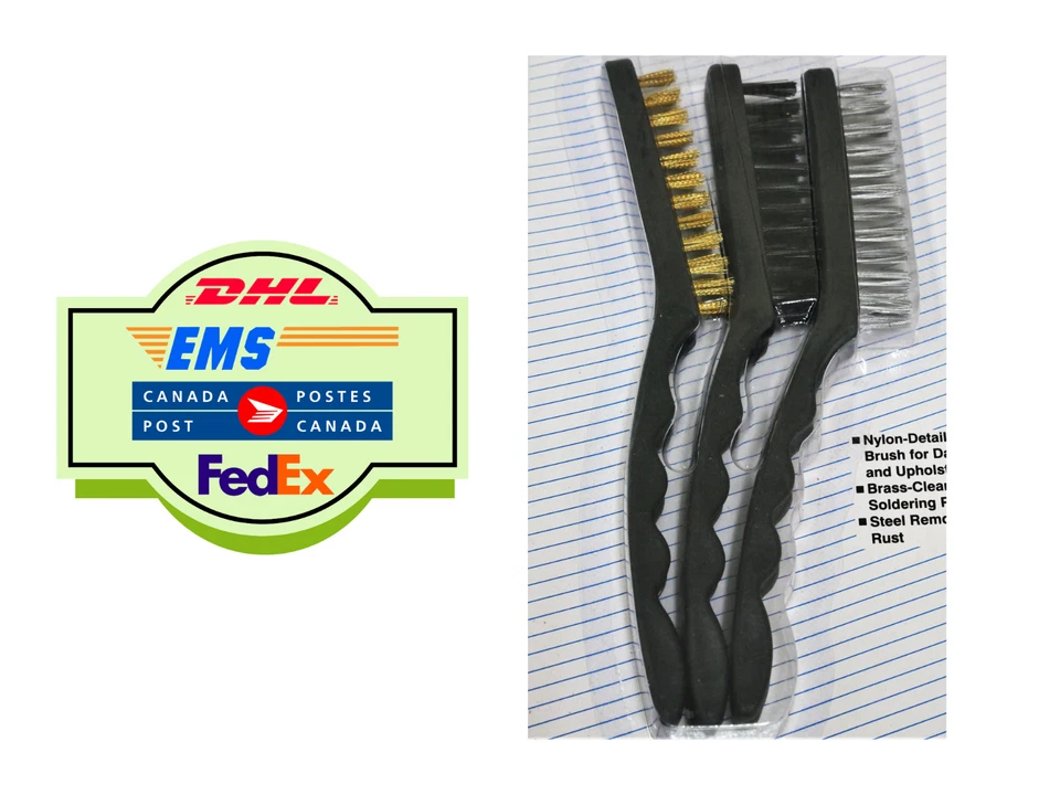 3311 Se adapta a mini juego de cepillos de alambre nailon acero latón x3 piezas elimina pintura de soldadura oxidada Foto 2 de 4