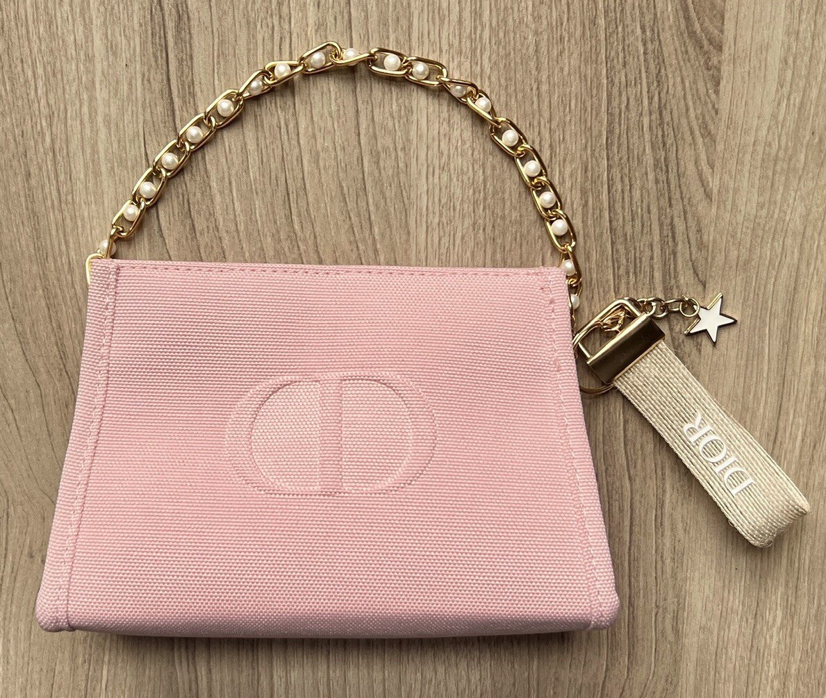 Christian Dior PINK Chain Crossbody Wristlet Bag Cosmetic Clutch Key